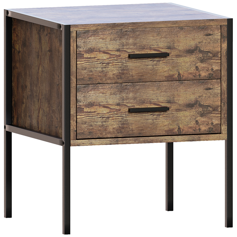 Vida Designs Brooklyn 2 Drawer Bedside Cabinet - Dark Wood