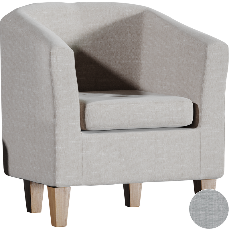 Vida Designs Boston Linen Tub Chair - Light Grey