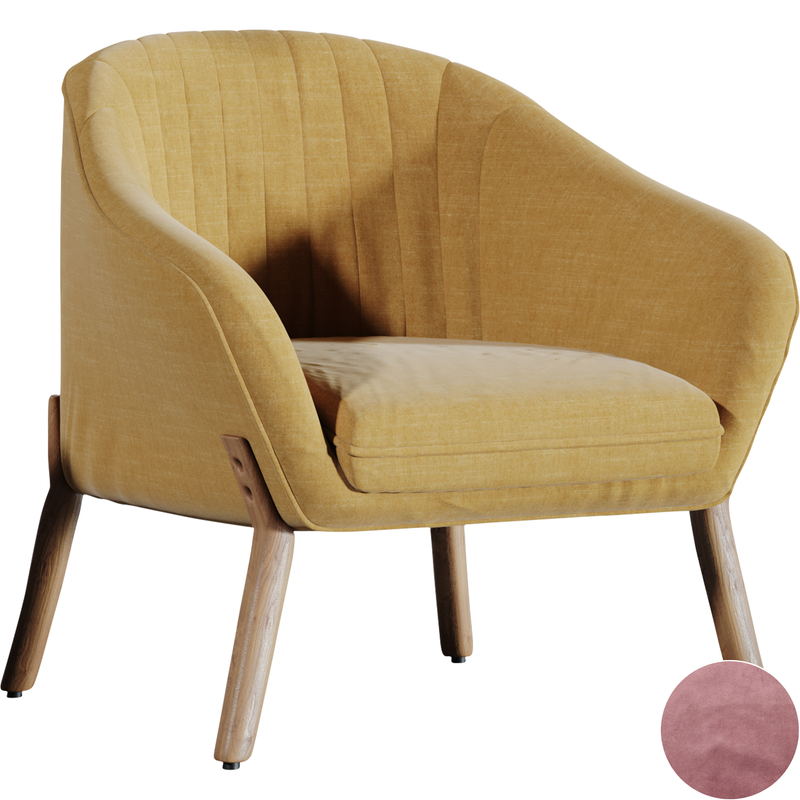 Vida Designs Hatton Linen Modern Tub Chair - Blush Pink