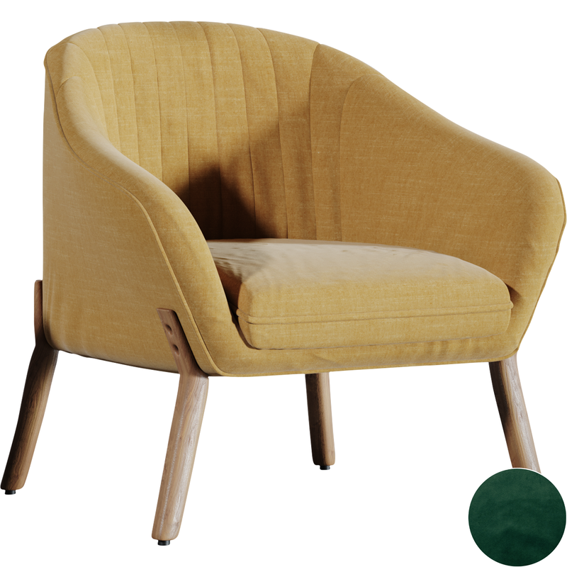 Vida Designs Hatton Linen Modern Tub Chair - Forest Green