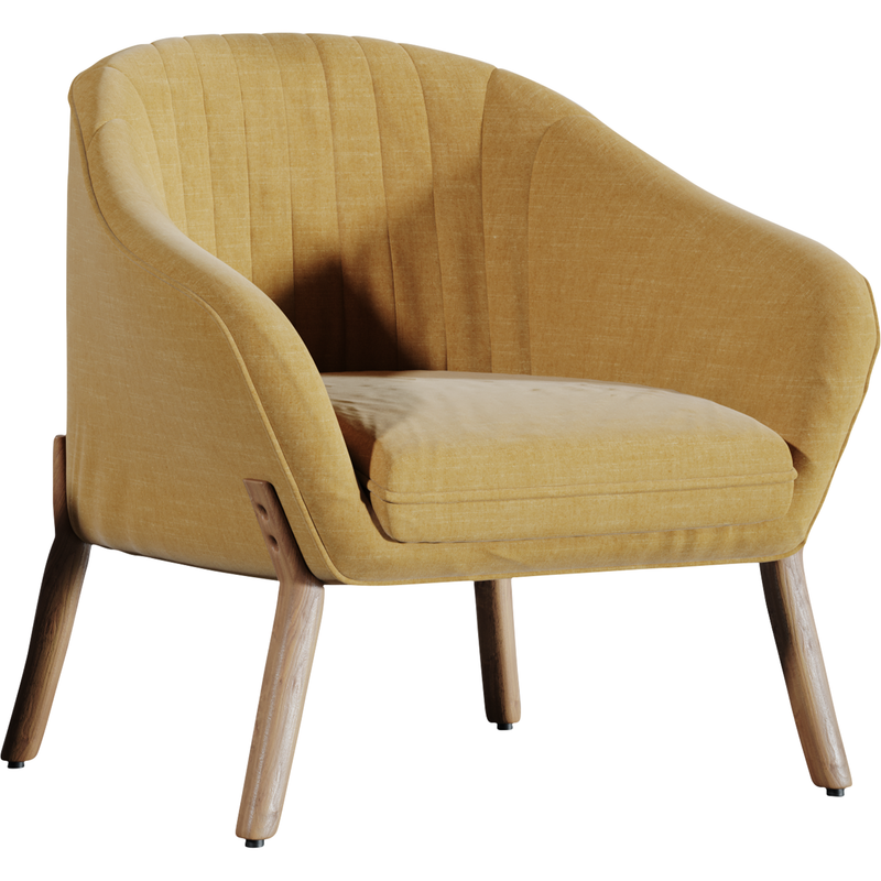 Vida Designs Hatton Linen Modern Tub Chair - Mustard