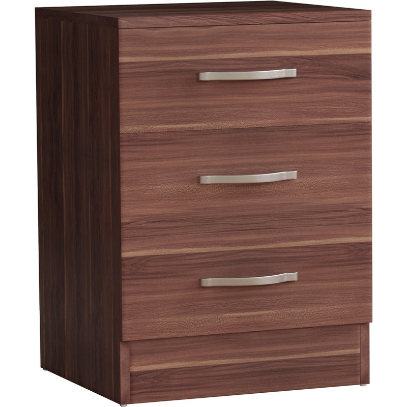 Vida Designs Riano 3 Drawer Bedside Chest - Walnut