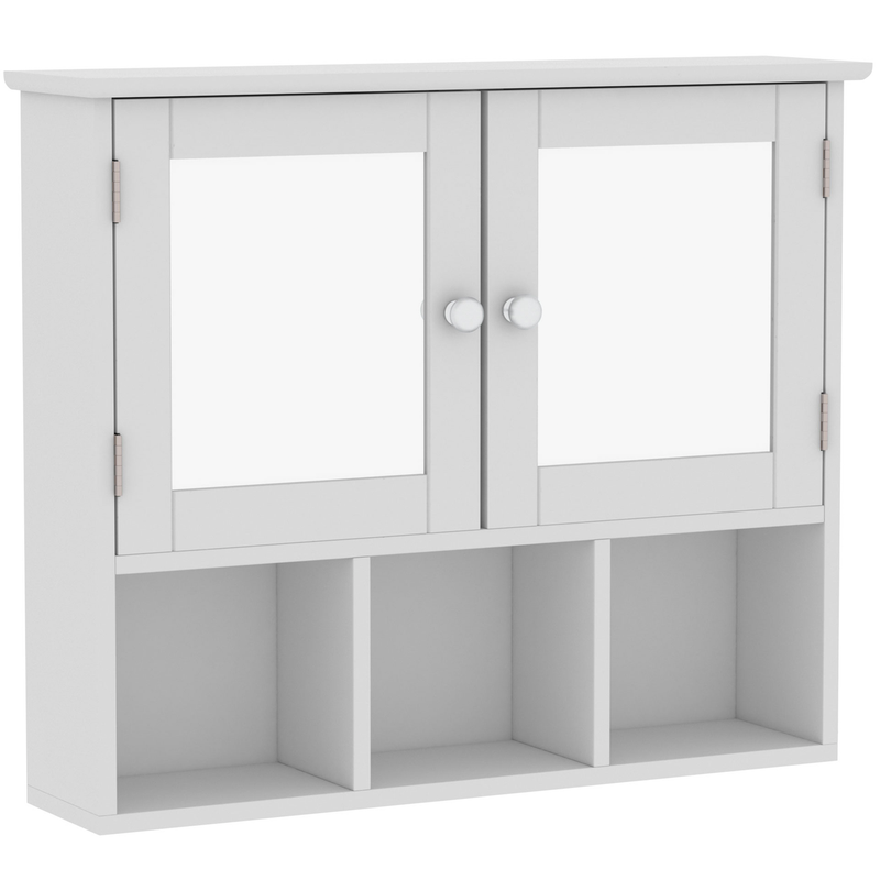 Bath Vida Priano 2 Door Mirrored Wall Cabinet With 3 Compartments - White