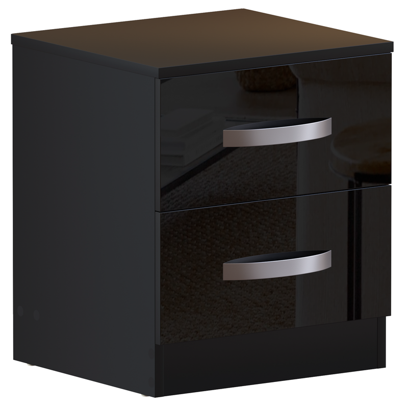Vida Designs Hulio 2 Drawer Bedside Cabinet - Black