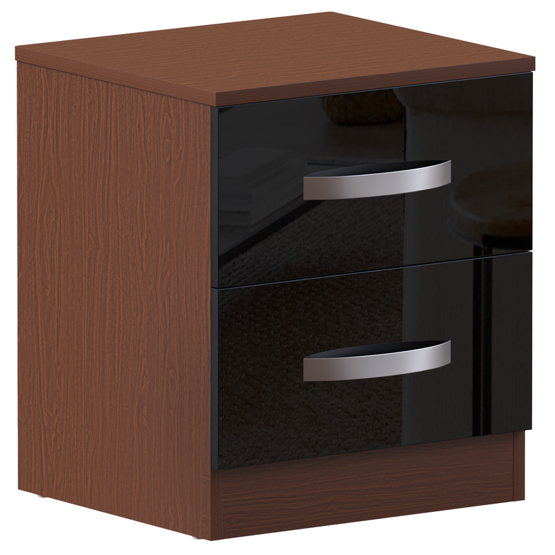 Vida Designs Hulio 2 Drawer Bedside Cabinet - Walnut & Black