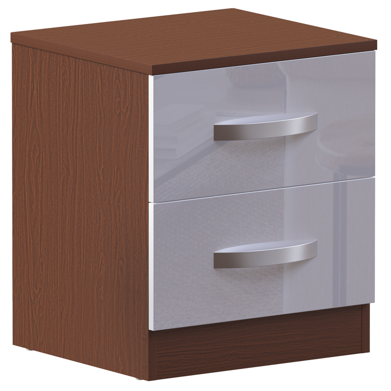 Vida Designs Hulio 2 Drawer Bedside Cabinet - Walnut & White