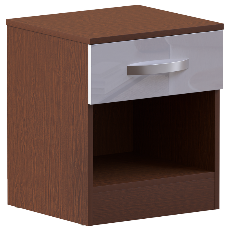 Vida Designs Hulio 1 Drawer Bedside Cabinet - Walnut & White